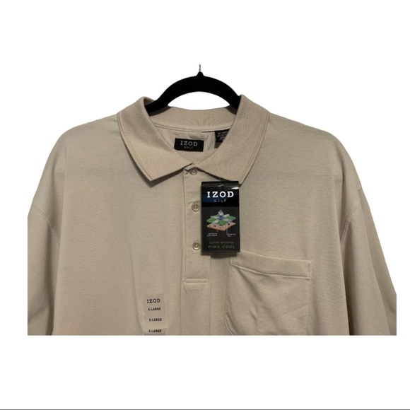 IZOD Golf Polo Shirt, Beige, Pima-Cool, Cotton, XL - Picture 2 of 3